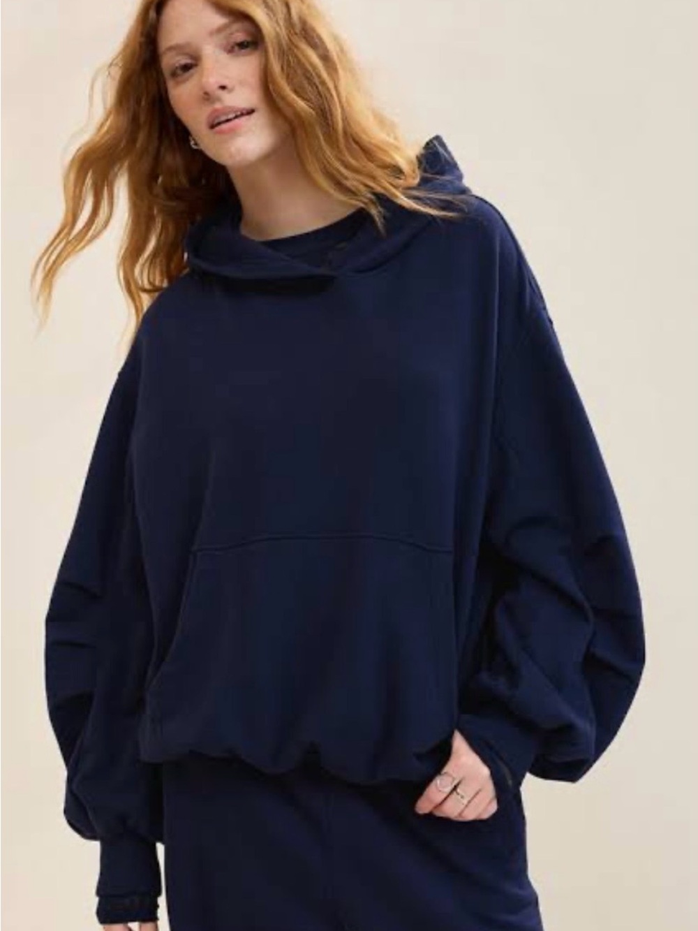 Aerie Jet Setter Oversized Hoodie Navy Blue Pullover Sweatshirt XXS